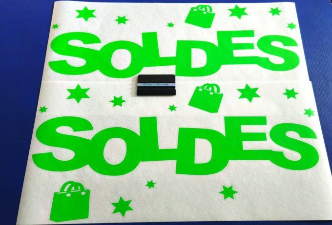 Sticker “SOLDE” pour vitrine – Autocollant promotion magasin – Décoration vitrine soldes