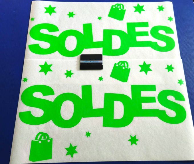 Sticker “SOLDE” pour vitrine – Autocollant promotion magasin – Décoration vitrine soldes
